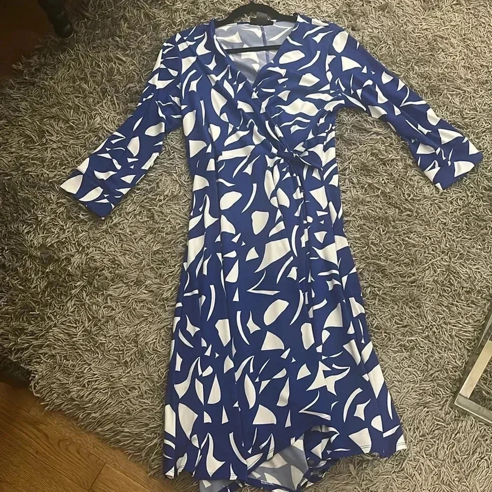 PRINTED DRESS -  BLUE/White dress